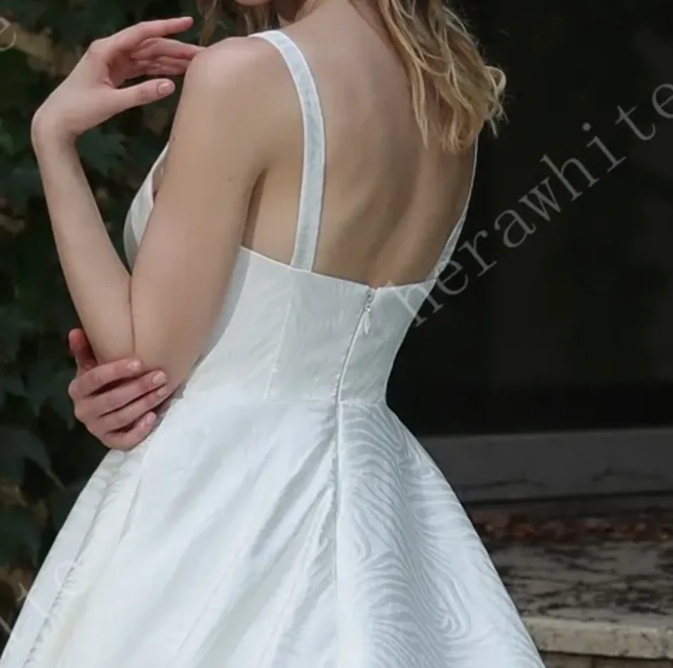 Minimalist Chic Modern Ballgown Wedding Dress With Shoulder Straps
