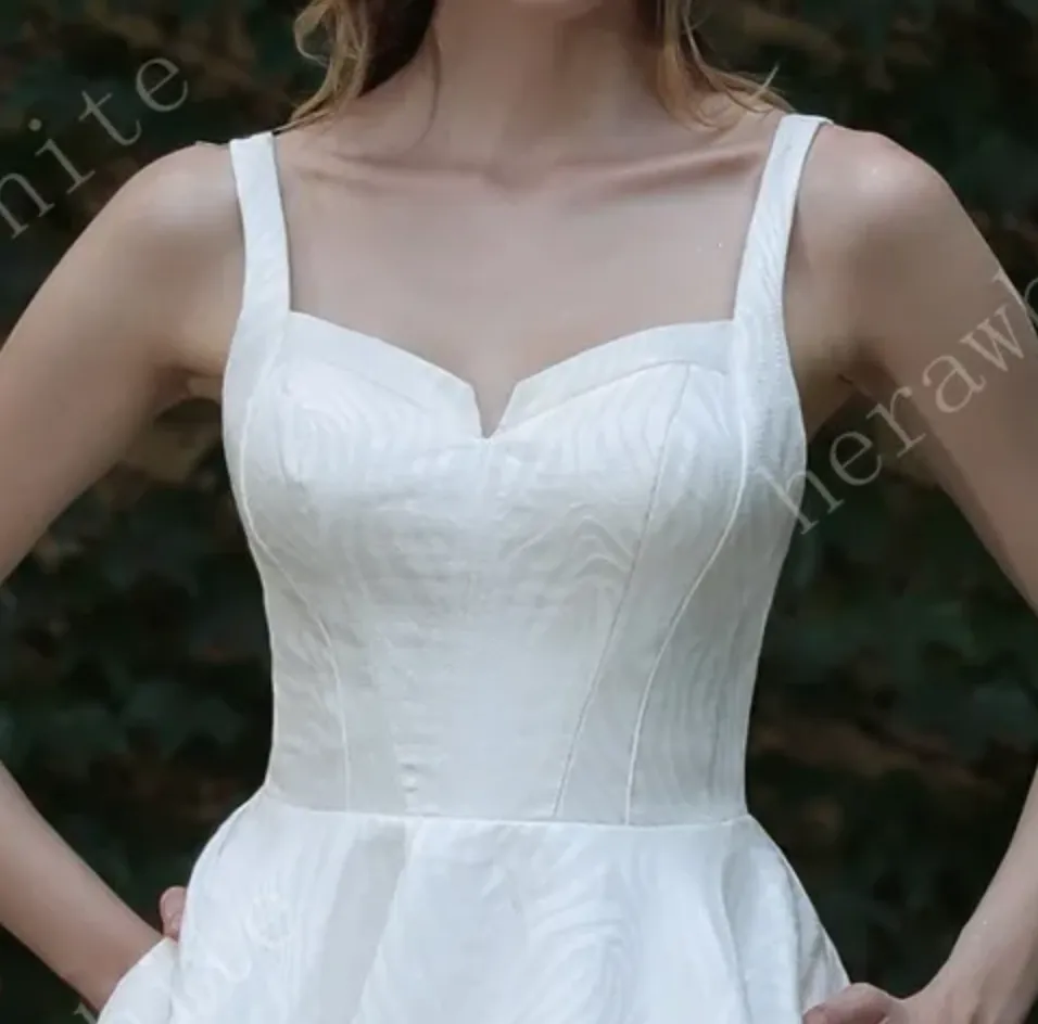Minimalist Chic Modern Ballgown Wedding Dress With Shoulder Straps