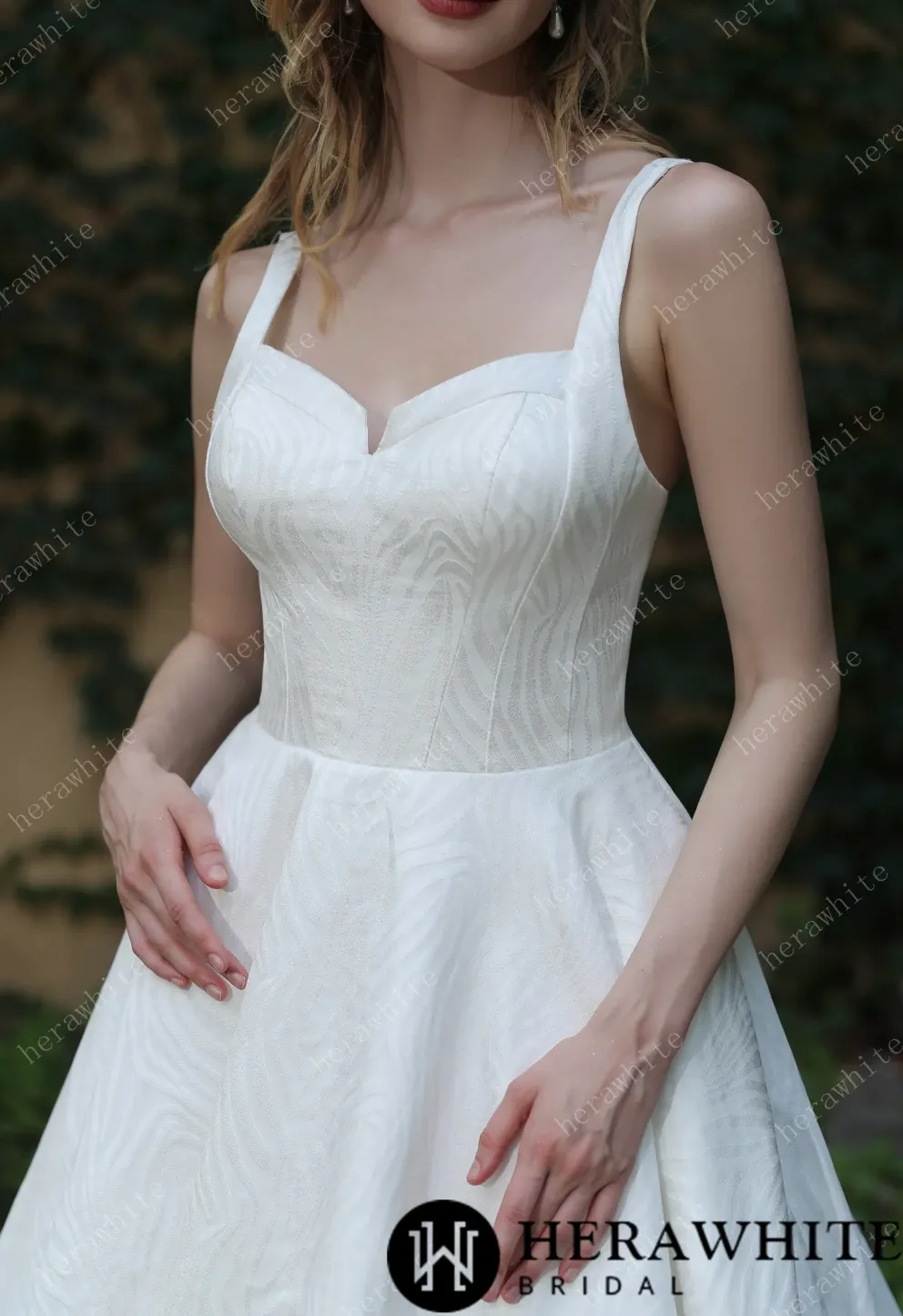 Minimalist Chic Modern Ballgown Wedding Dress With Shoulder Straps