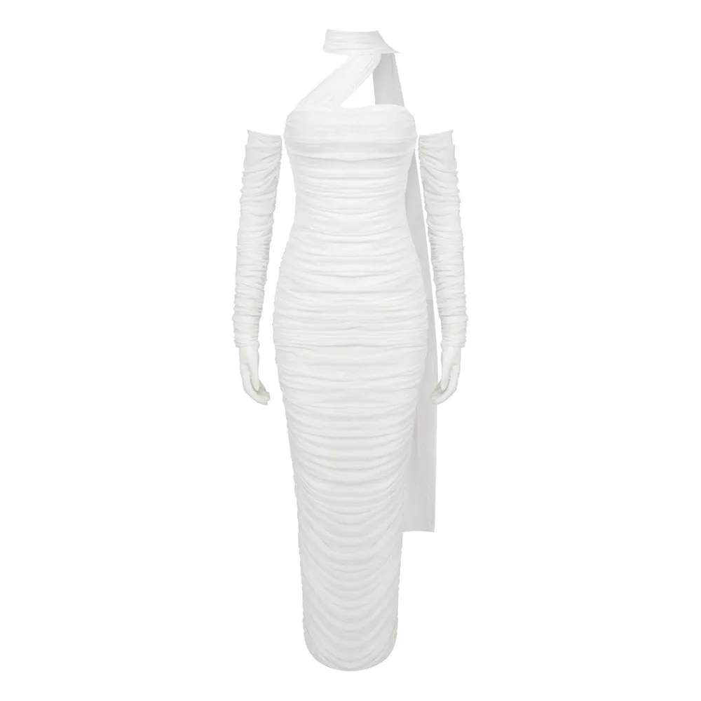 Minimalist Dresses For Women Halter Sleeevless High Waist Spliced Gloves Summer Dress Female Fashion Clothing