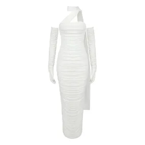 Minimalist Dresses For Women Halter Sleeevless High Waist Spliced Gloves Summer Dress Female Fashion Clothing