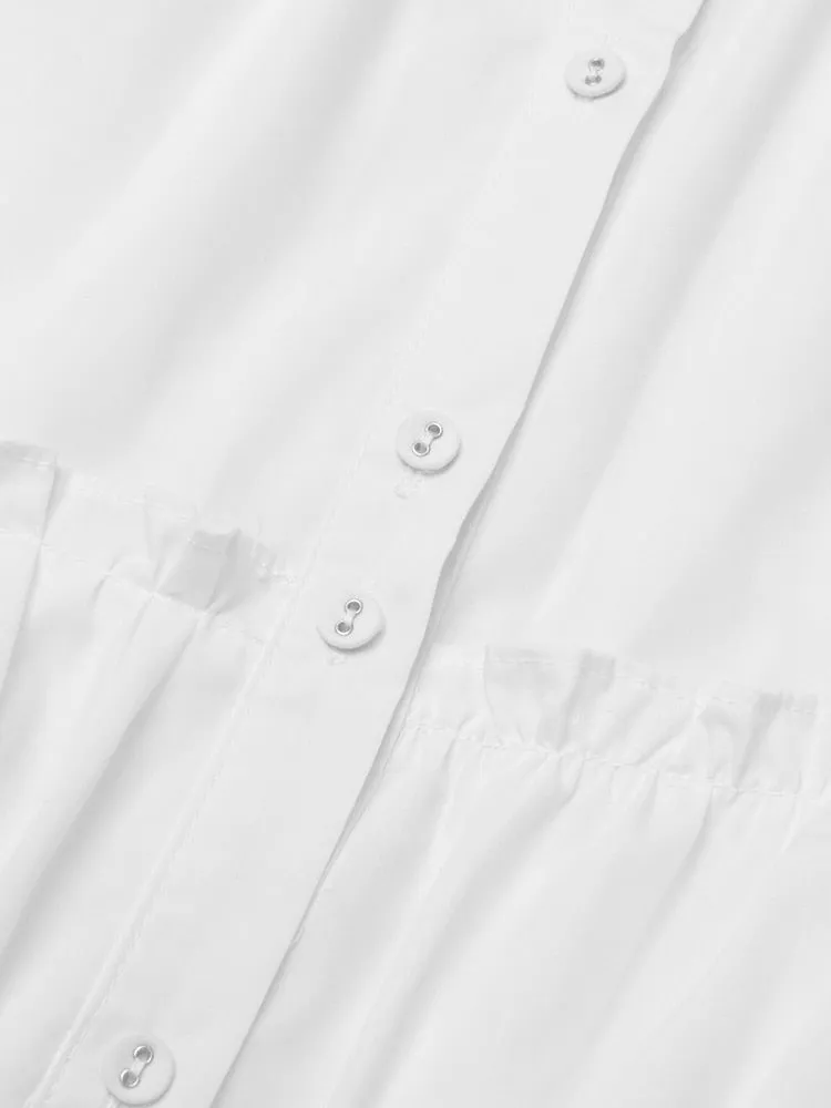 Minimalist Dresses For Women Lapel Short Sleeve High Waist Folds Temperament Dress Female Fashion Clothing