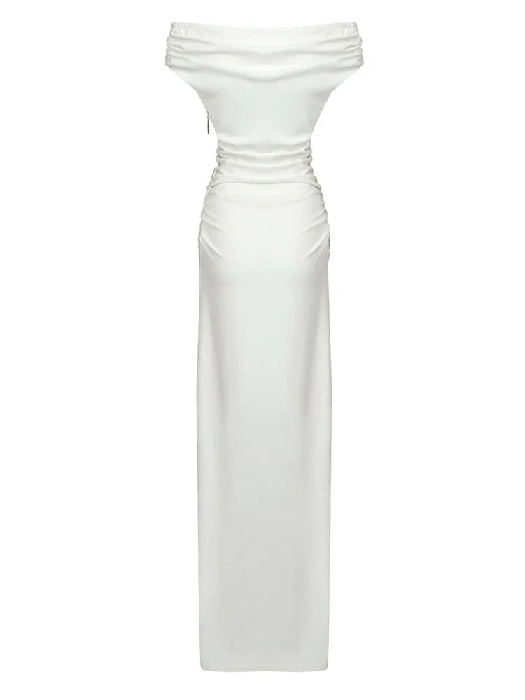 Minimalist Dresses For Women Slash Neck Sleeveless High Waist Casual Elegant Dress Female Fashion Clothing