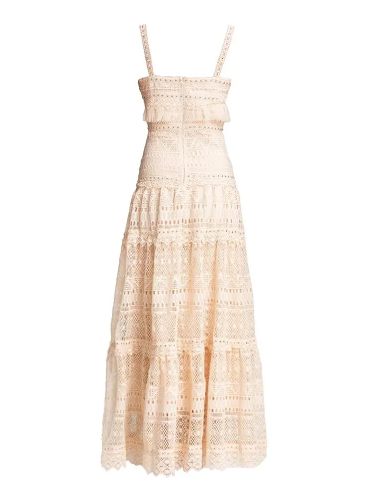 Minimalist Dresses For Women Square Collar Sleeveless High Waist Folds Elegant Dress Female Fashion Style Clothing