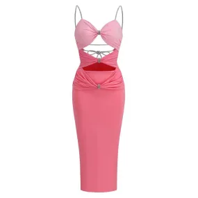 Minimalist Dresses For Women Square Collar Sleeveless High Waist Hollow Out Summer Dress Female Fashion Clothing