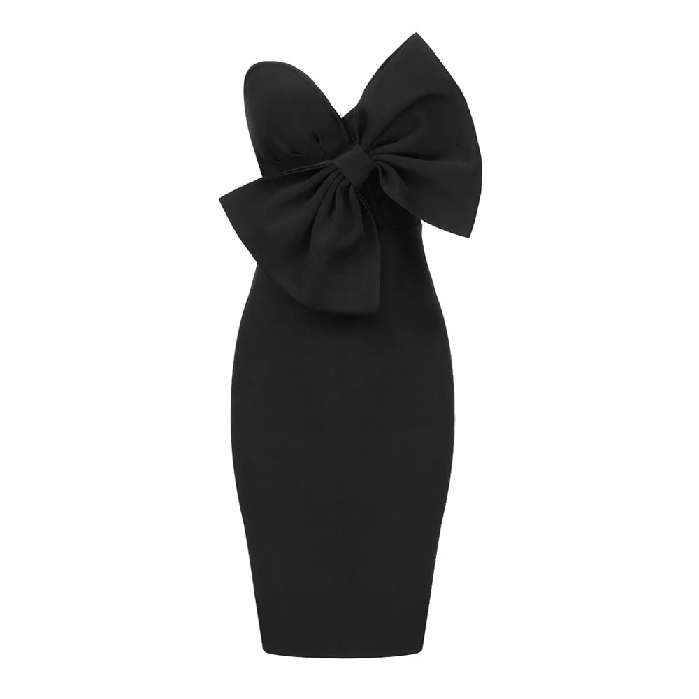 Minimalist Dresses For Women Strapless Sleeveless High Waist Spliced Bow Summer Dress Female Fashion Clothing