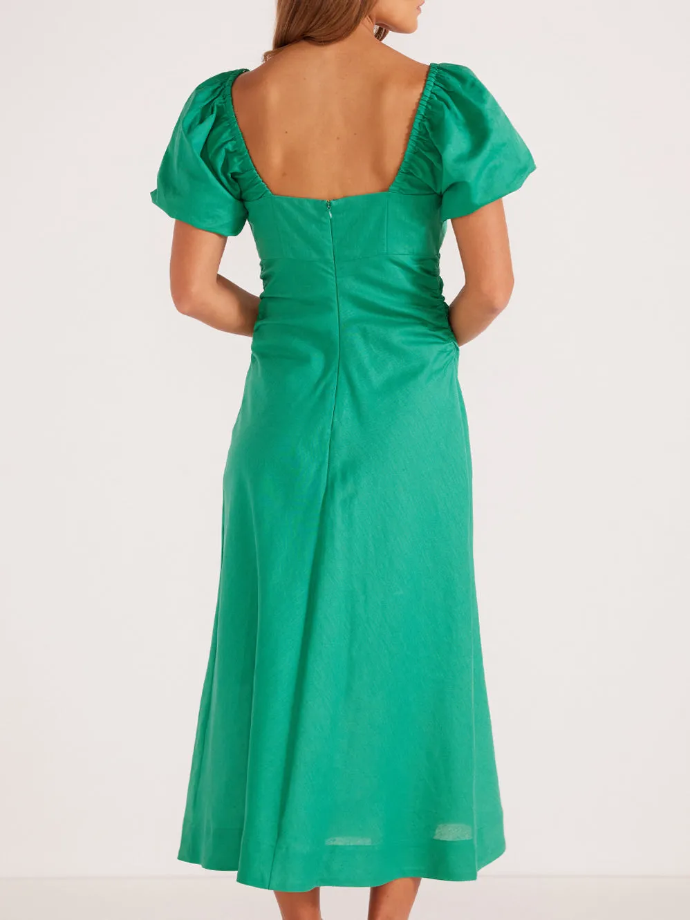 MINKPINK NALANI RUCHED MIDI DRESS