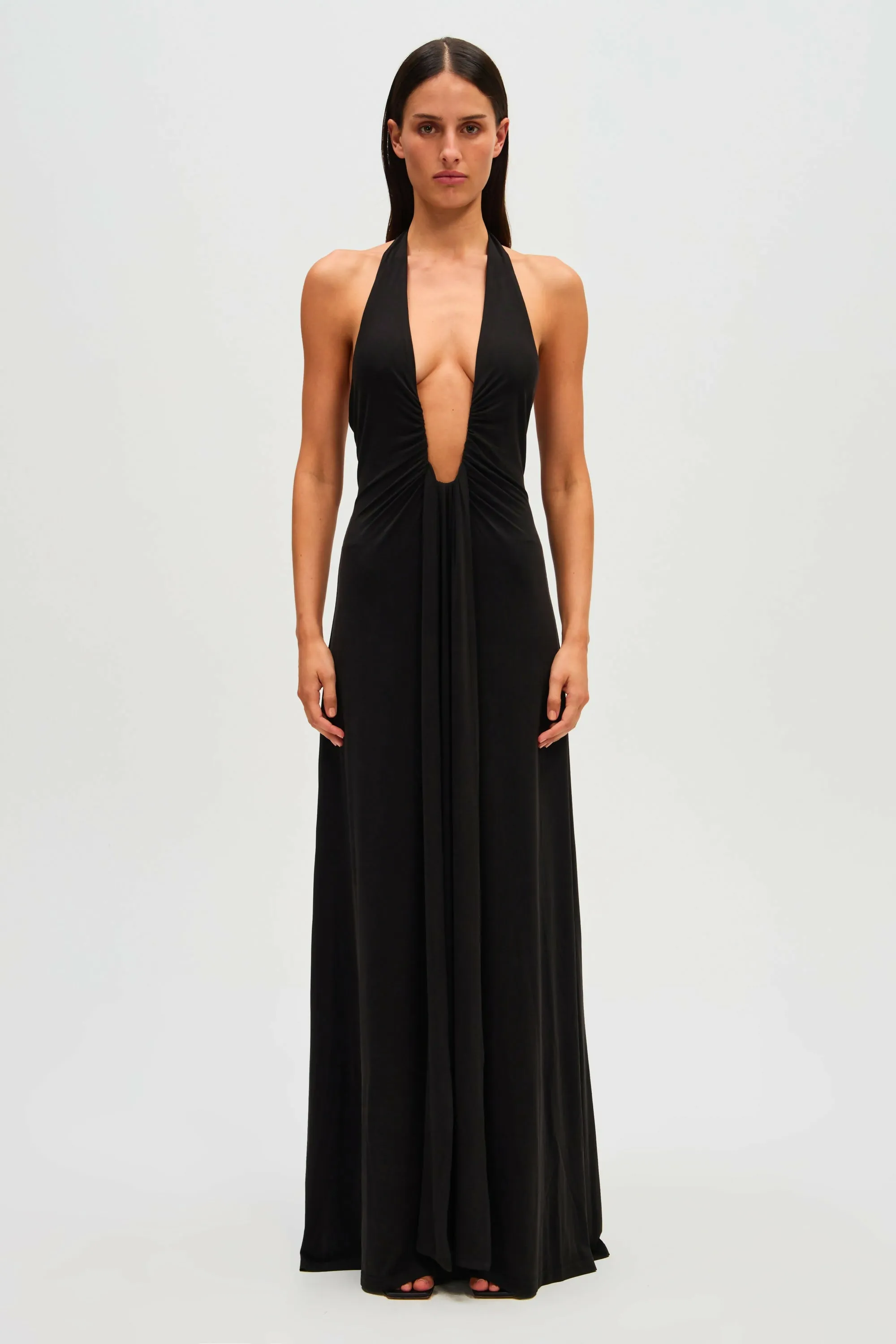 Misha Jennifer Cupro Black Maxi Dress