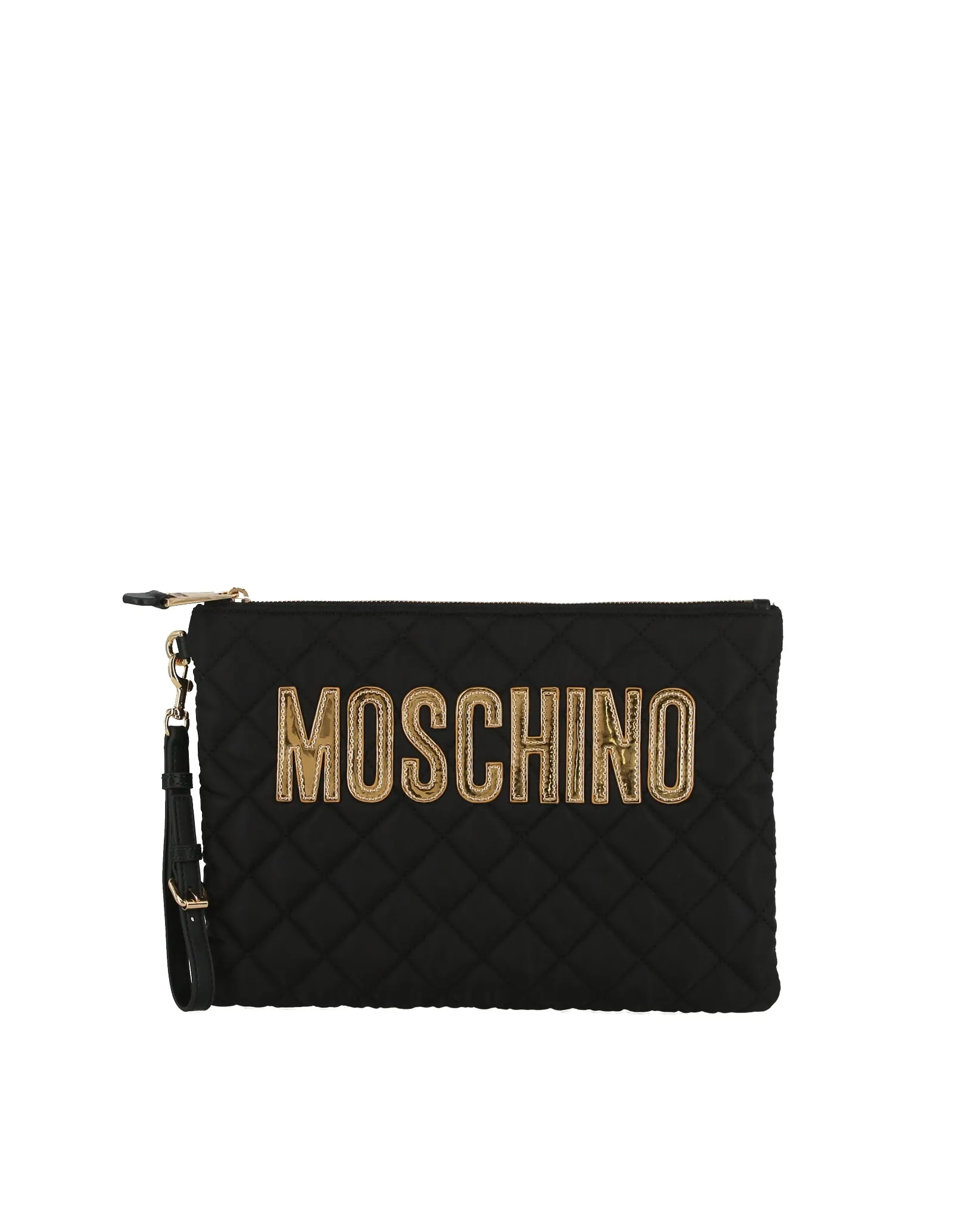 Moschino Logo Quilted Nylon Wristlet