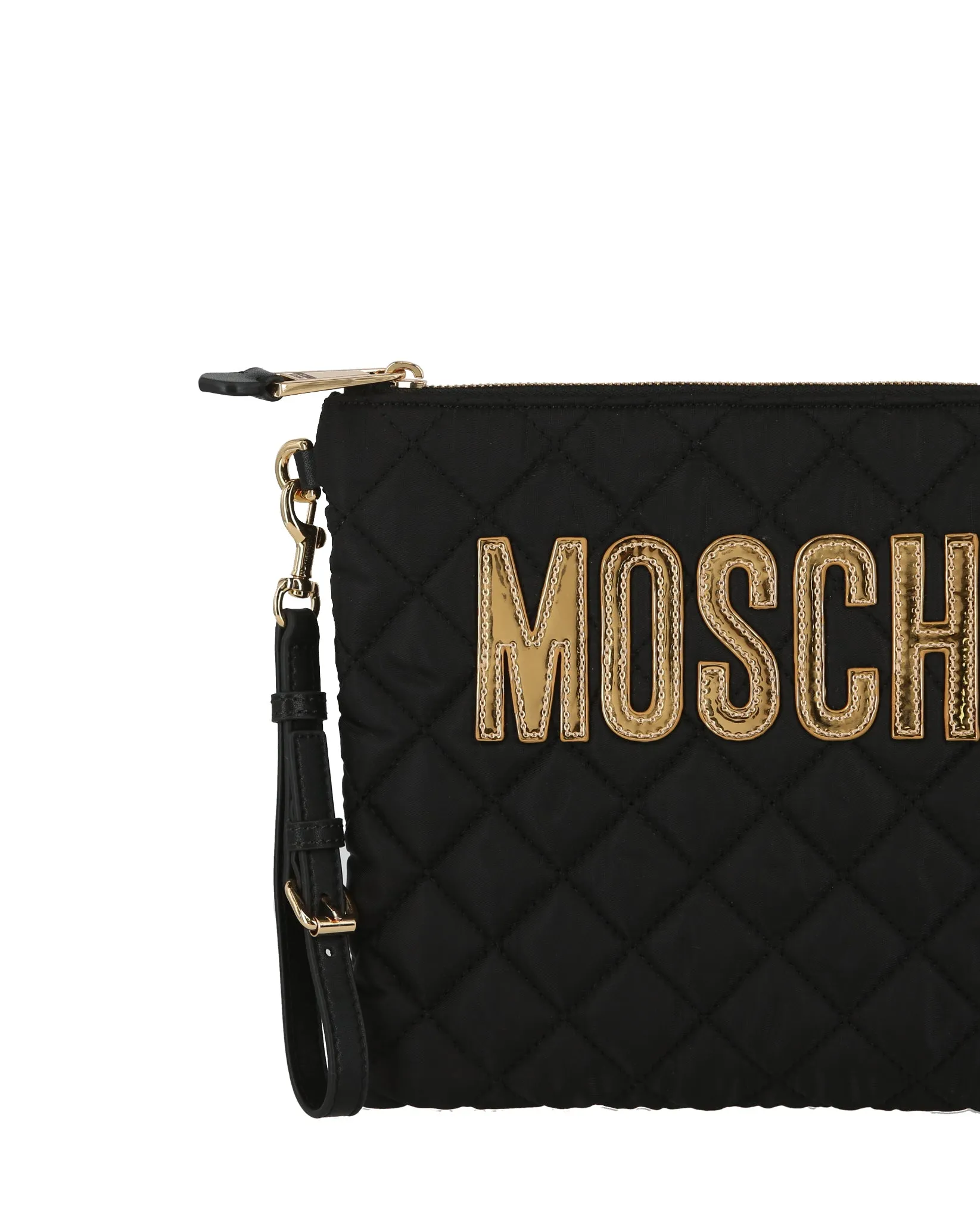 Moschino Logo Quilted Nylon Wristlet