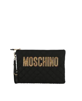 Moschino Logo Quilted Nylon Wristlet