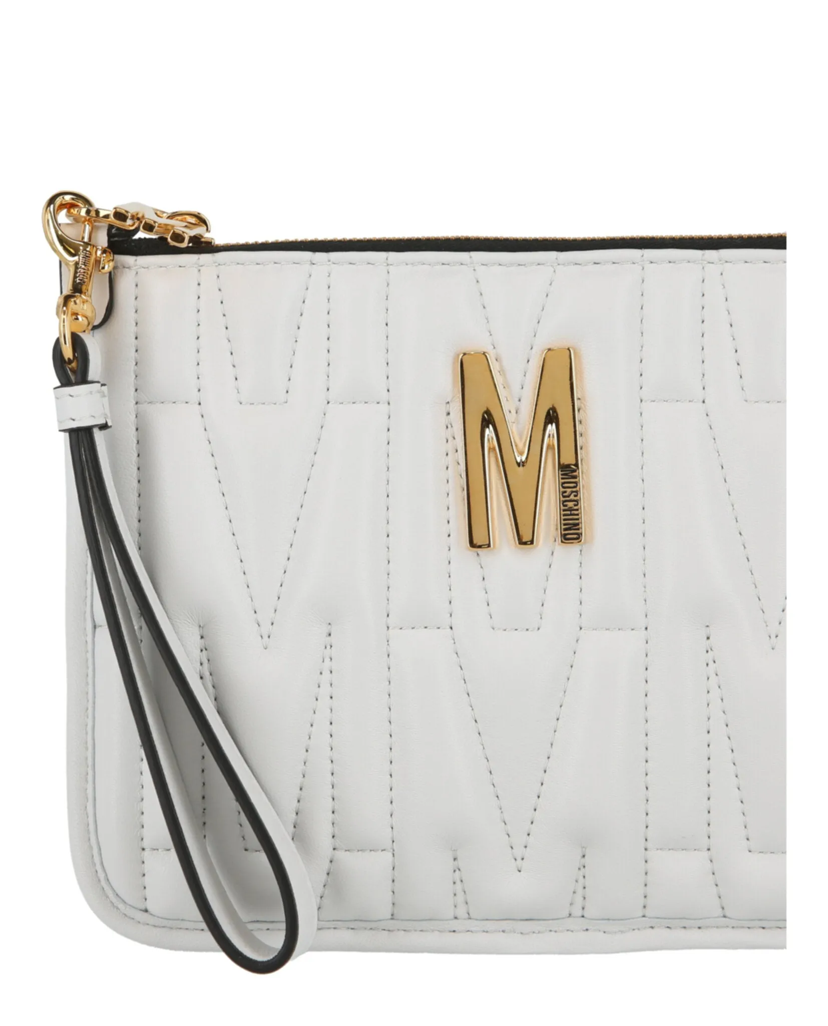 Moschino Quilted M-Logo Leather Wristlet