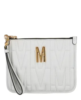Moschino Quilted M-Logo Leather Wristlet