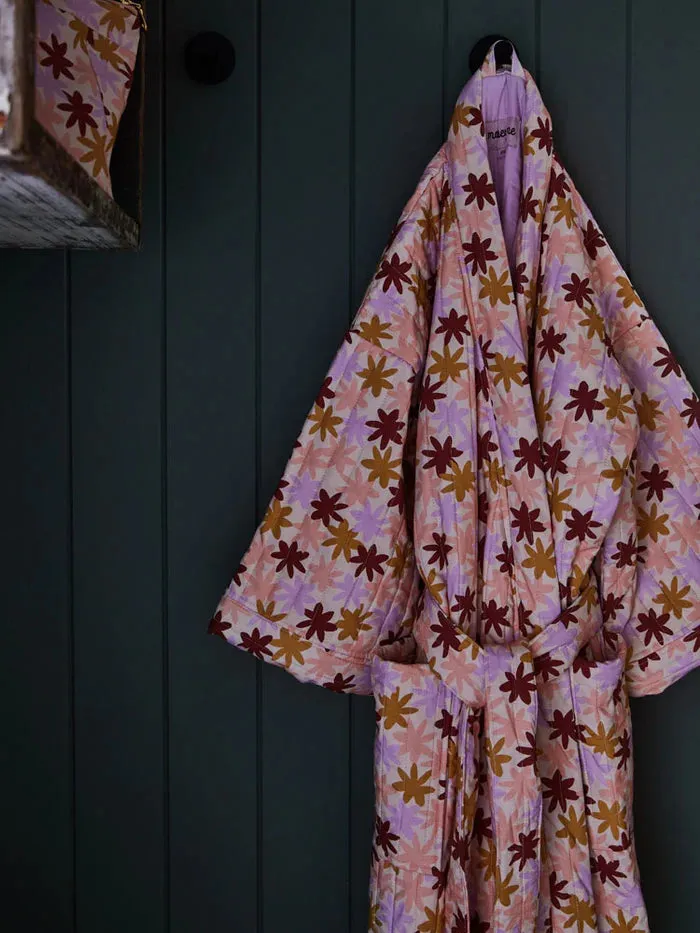 Mosey Me Peach Floral Quilted Robe