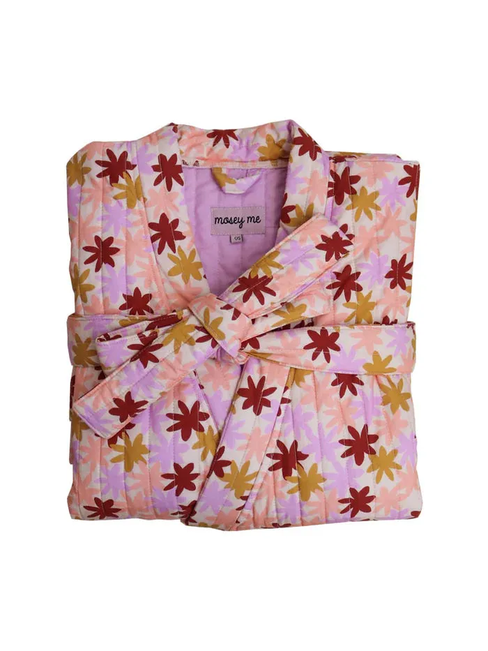 Mosey Me Peach Floral Quilted Robe