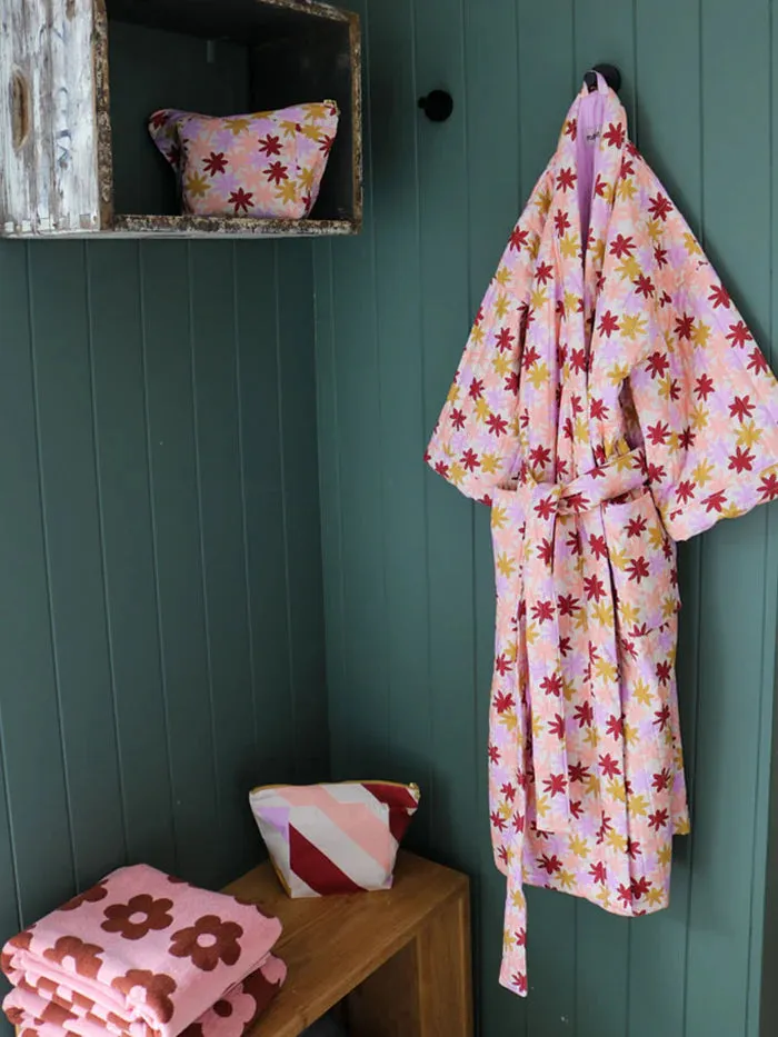 Mosey Me Peach Floral Quilted Robe