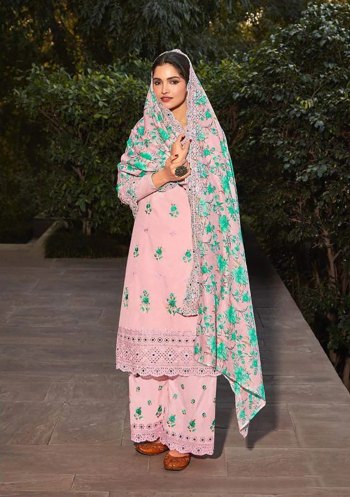 Mumtaz Arts Unstitched Pure Lawn Pink Salwar Suit