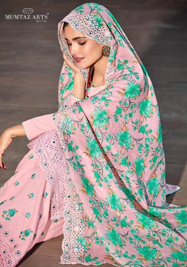 Mumtaz Arts Unstitched Pure Lawn Pink Salwar Suit