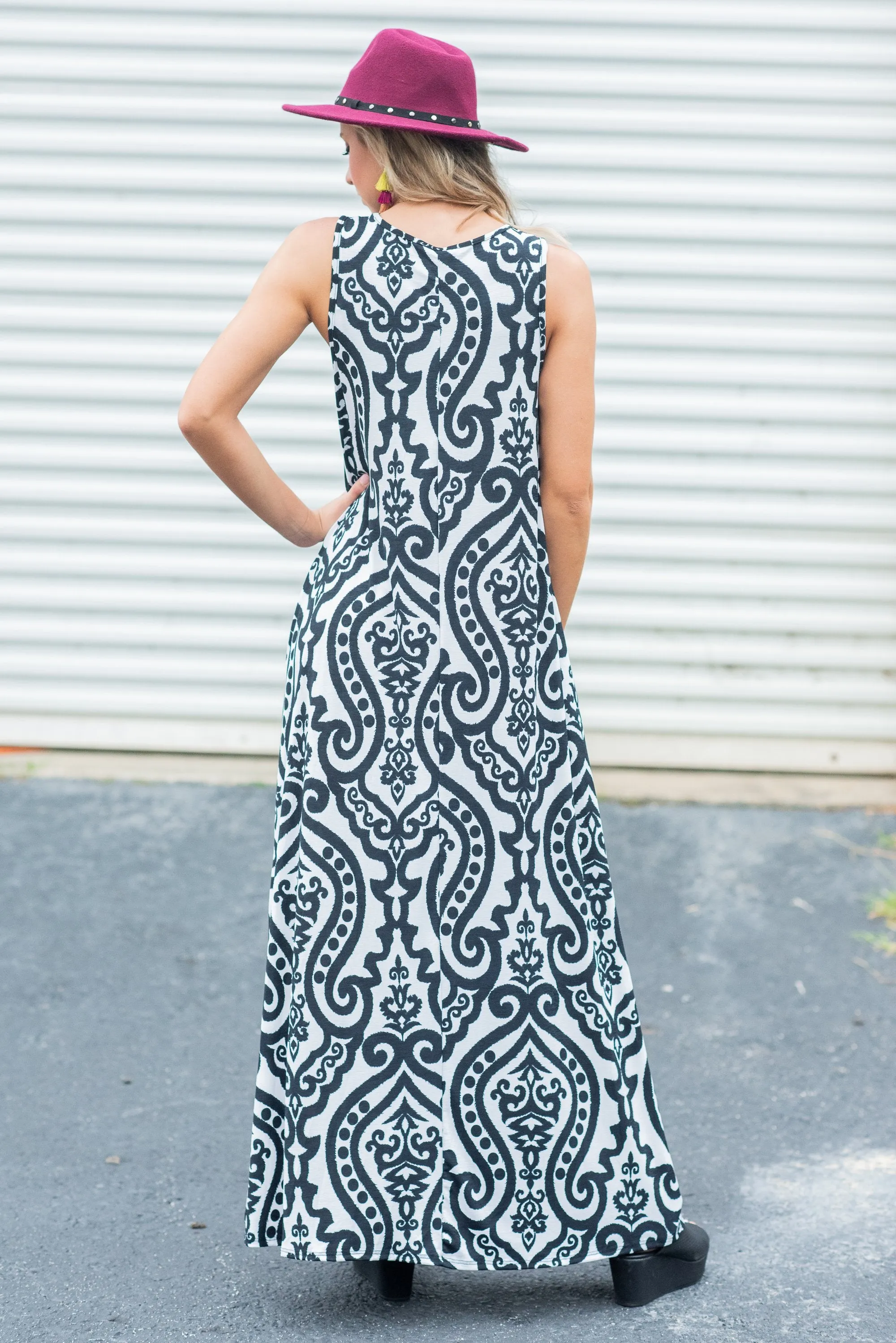 Never Too Busy High Low Maxi Dress, Ivory-Black