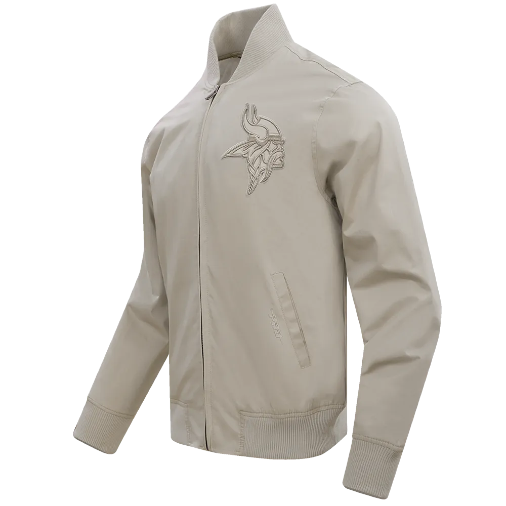 NFL MINNESOTA VIKINGS NEUTRAL MEN'S TWILL JACKET (TAUPE)