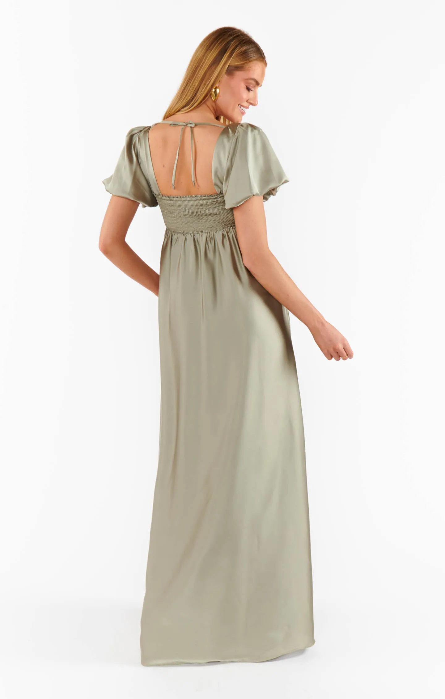 Nora Maxi Dress ~ Moss Green Luxe Satin