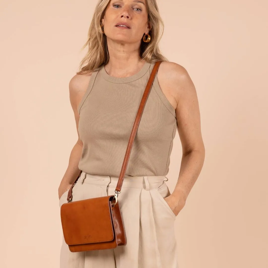 O MY BAG | Leather Bag Audrey Mini - Cognac Classic Leather (two straps)