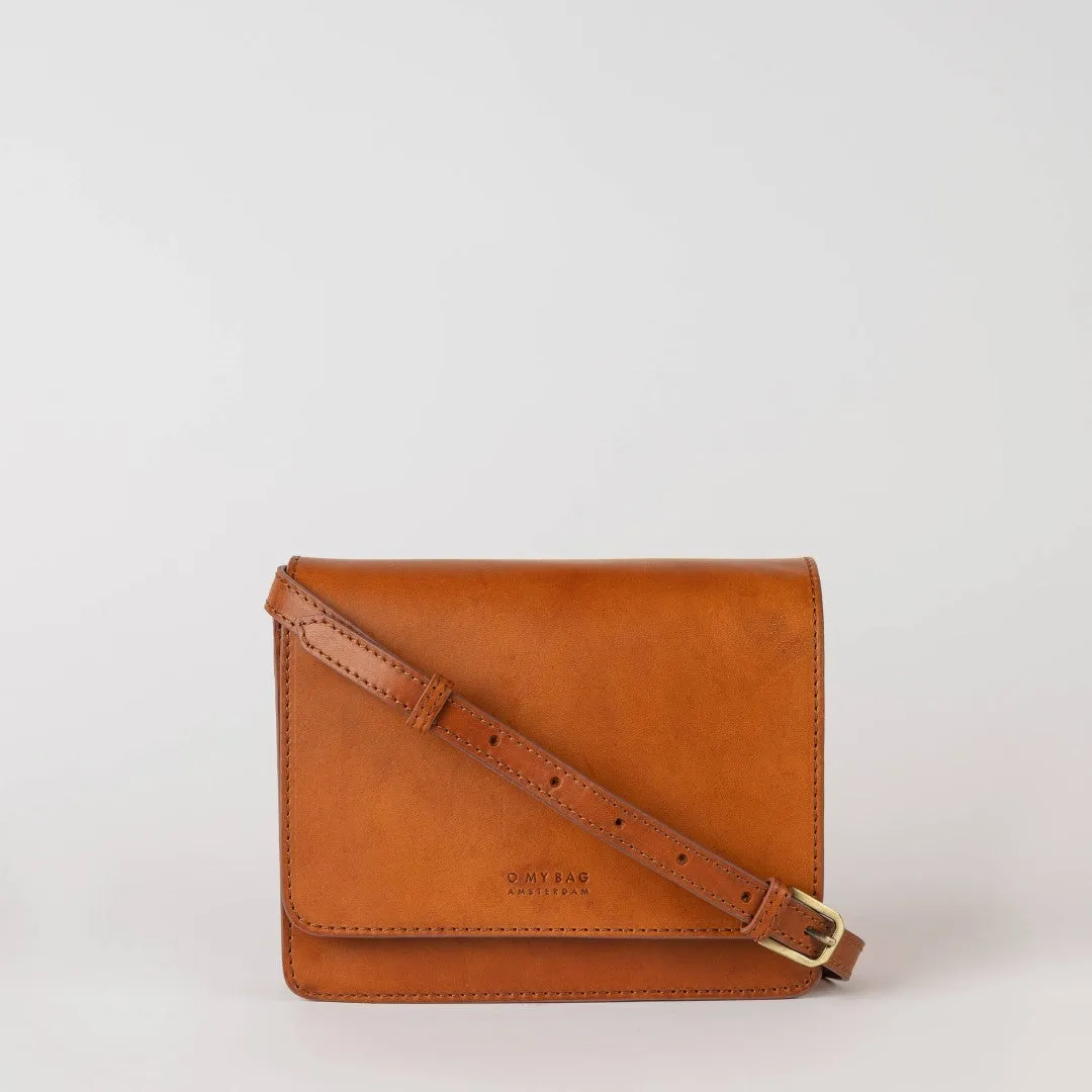 O MY BAG | Leather Bag Audrey Mini - Cognac Classic Leather (two straps)