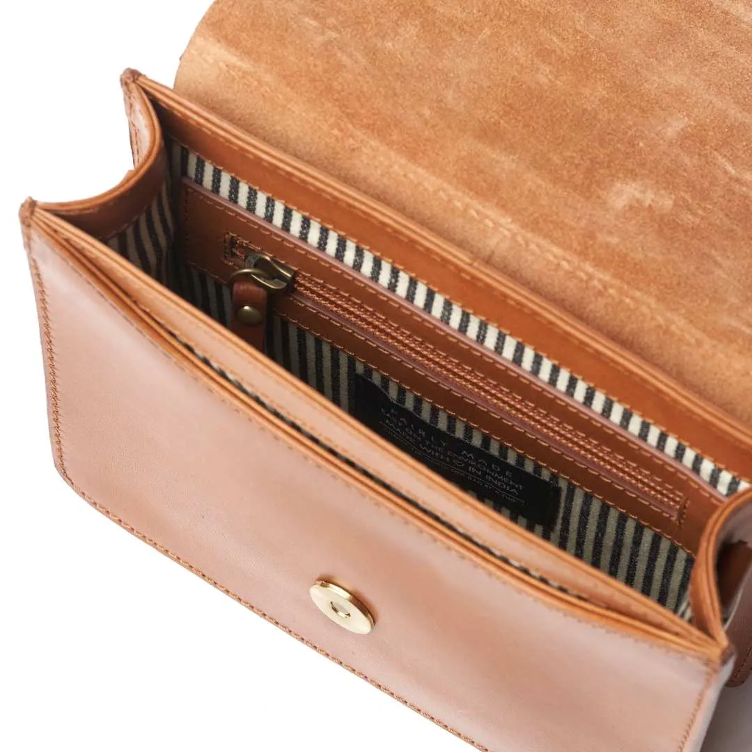 O MY BAG | Leather Bag Audrey Mini - Cognac Classic Leather (two straps)