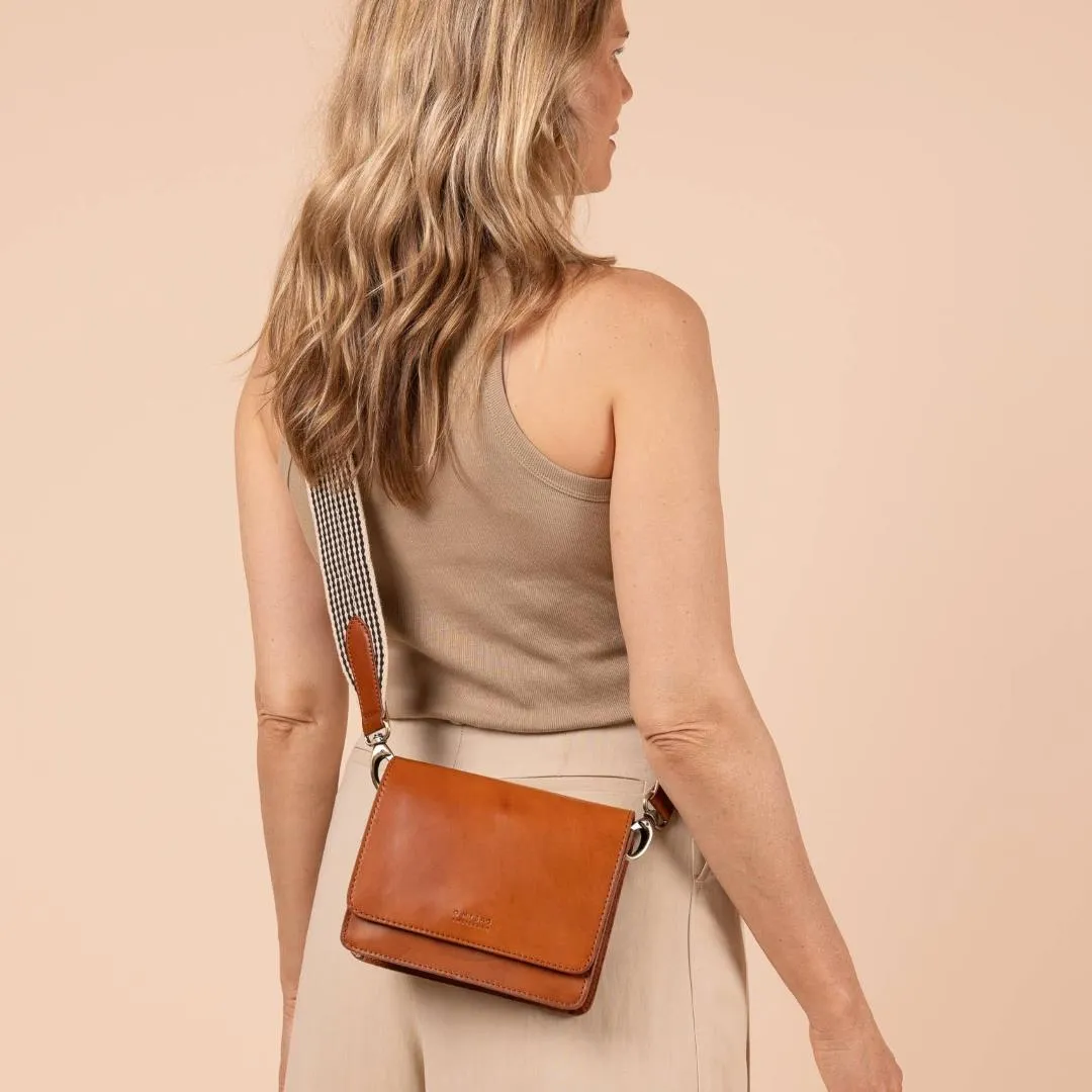 O MY BAG | Leather Bag Audrey Mini - Cognac Classic Leather (two straps)