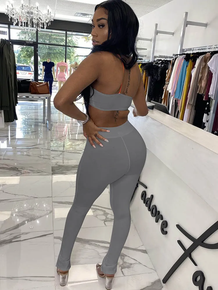 One Shoulder Strap Crop Top & High Waist Legging