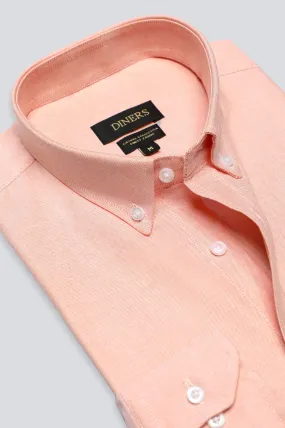 Orange Textured Casual Shirt