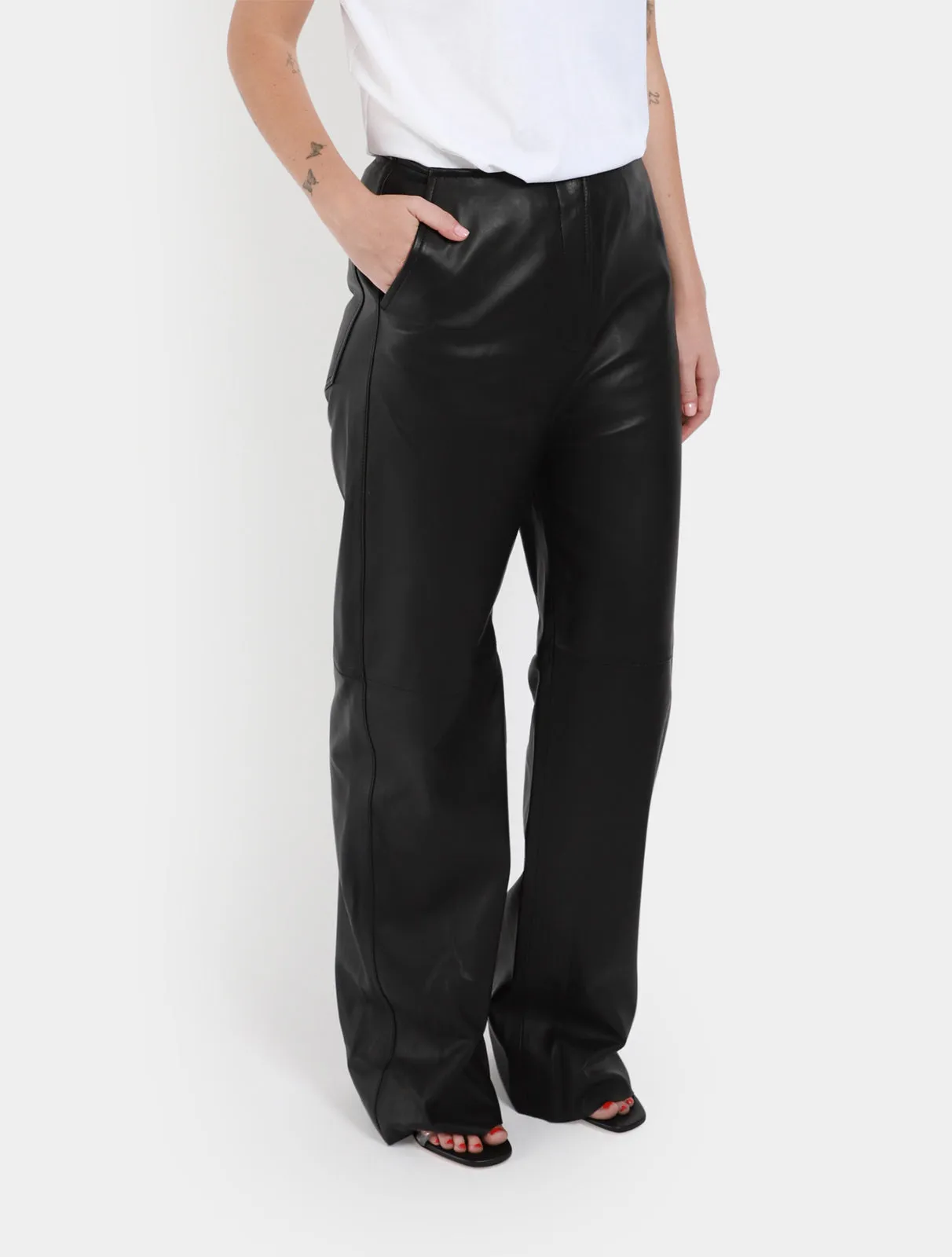 Panelled Leather Trousers