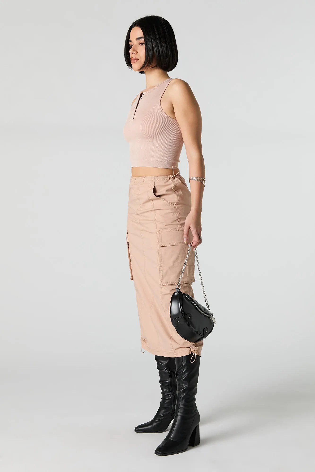 Parachute Cargo Midi Skirt