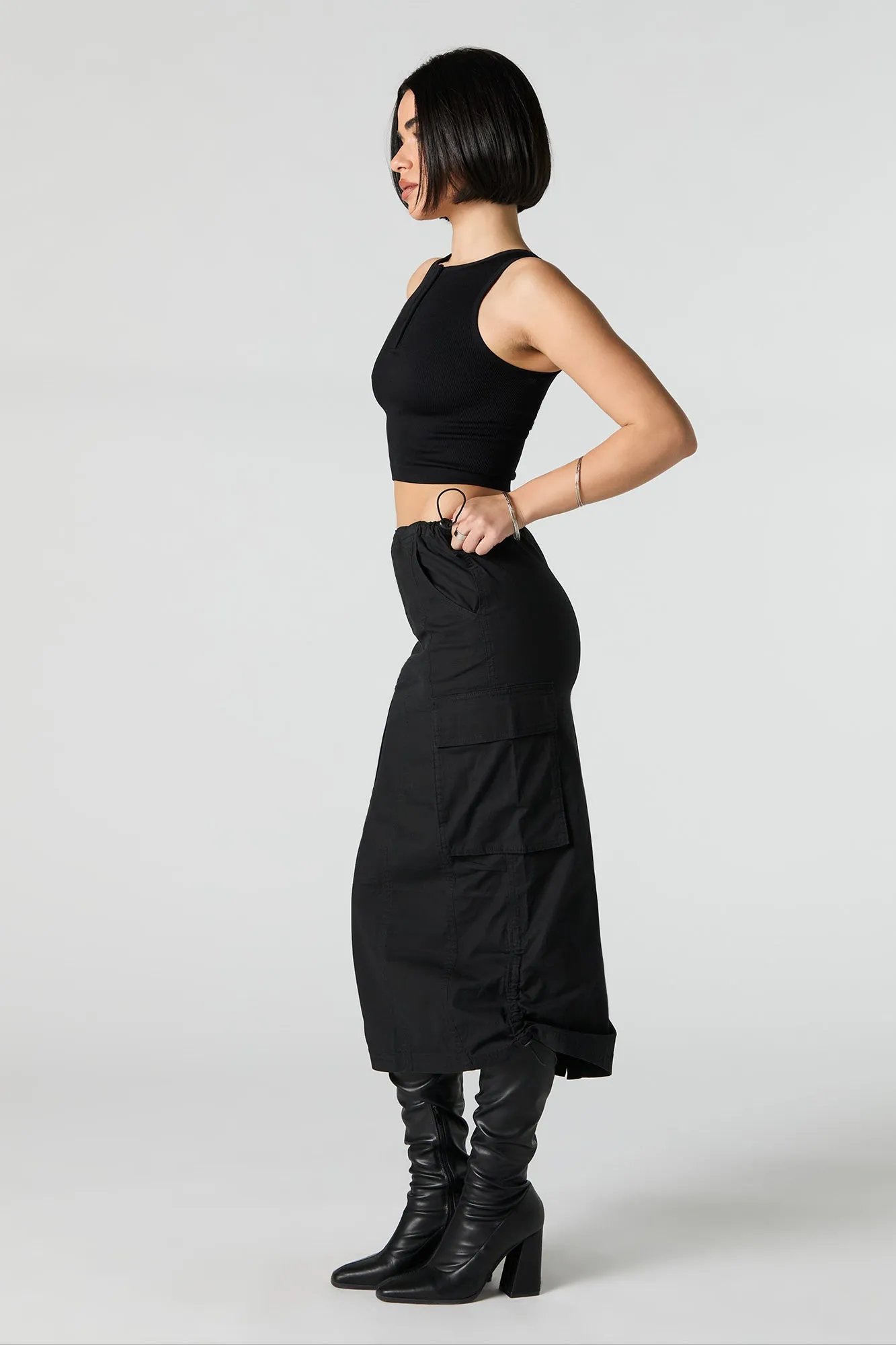 Parachute Cargo Midi Skirt