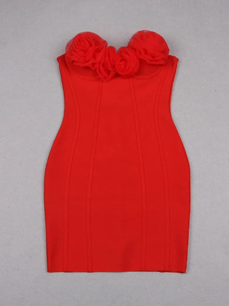 Patchwork Floral Dresses For Women Strapless Sleeveless High Waist Minimalist Dress Female Fashion Clothing