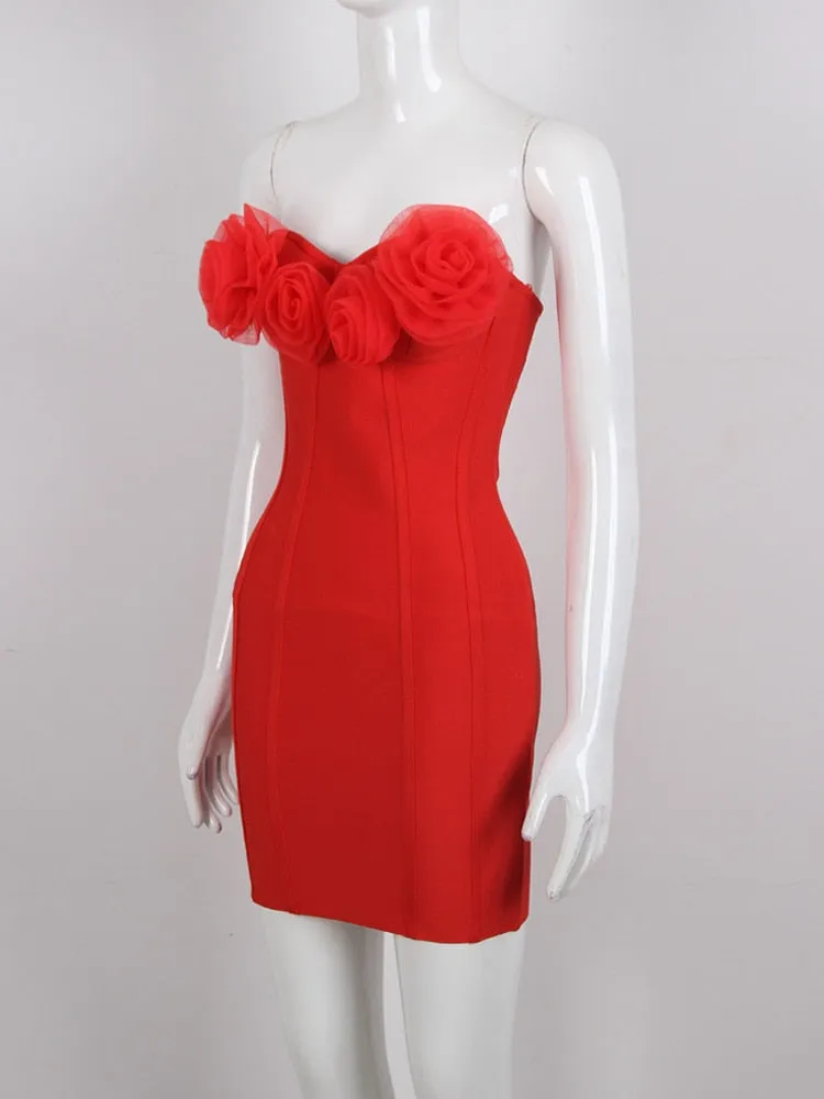 Patchwork Floral Dresses For Women Strapless Sleeveless High Waist Minimalist Dress Female Fashion Clothing