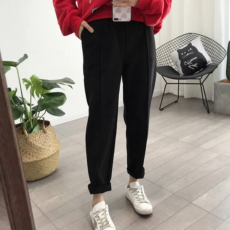 Pencil Pants Wool Pants Female Autumn High Waist Loose Trousers Capris