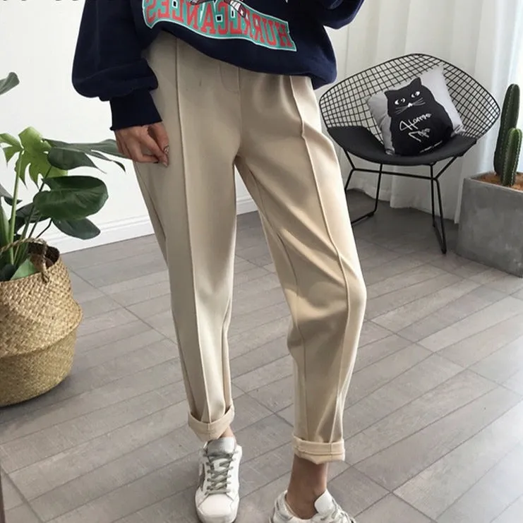 Pencil Pants Wool Pants Female Autumn High Waist Loose Trousers Capris