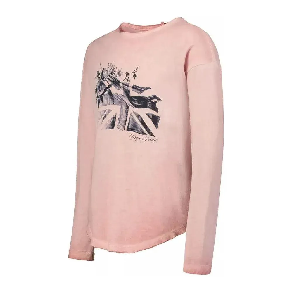 Pepe Jeans Girls Union Jack Long Sleeve T-Shirt Rose Pink