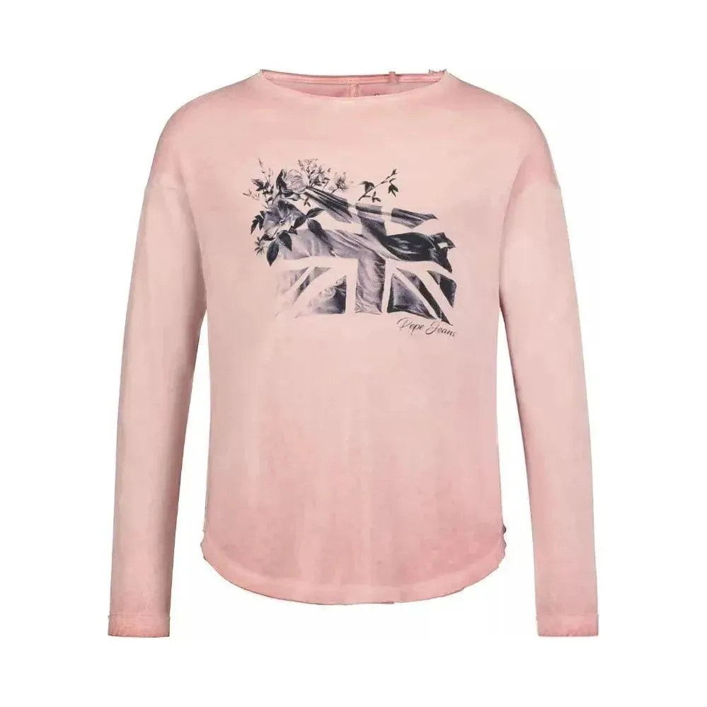 Pepe Jeans Girls Union Jack Long Sleeve T-Shirt Rose Pink