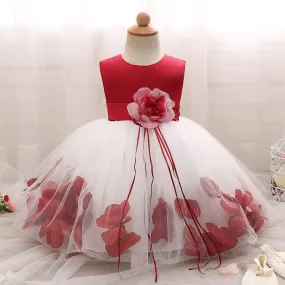 Petal Hem Floral Dress, Red, Size 6M-24M