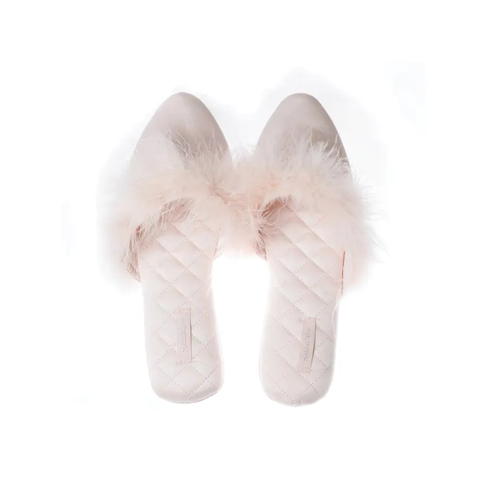 Pink Feather Slippers for Women, Bride Slippers for Wedding,Gifts for Bride, Bridesmaid Proposal Gifts Feather Slipper