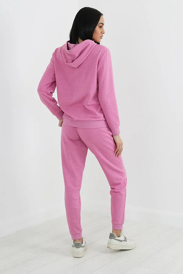 PINK MELANGE DRAWSTRING JOGGING BOTTOMS