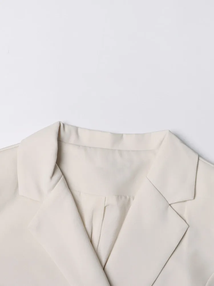Pleated Minimalist Dresses For Women Notched Collar Long Sleeve Spliced Belt Elegant Dress Female Fashion Style