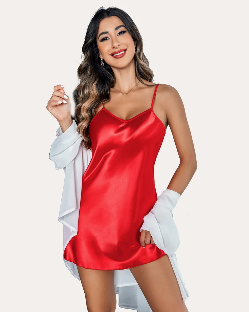 Plus Size Satin Mini Slip Dress