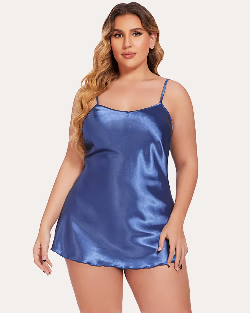 Plus Size Satin Mini Slip Dress