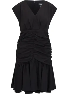 Poplin V Neck Midi Dress
