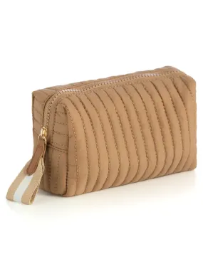 QUILTED NYLON SMALL BOXY COSMETIC POUCH