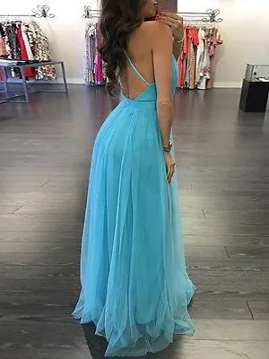 "Beauty" Deep v split detail sheer maxi evening dress