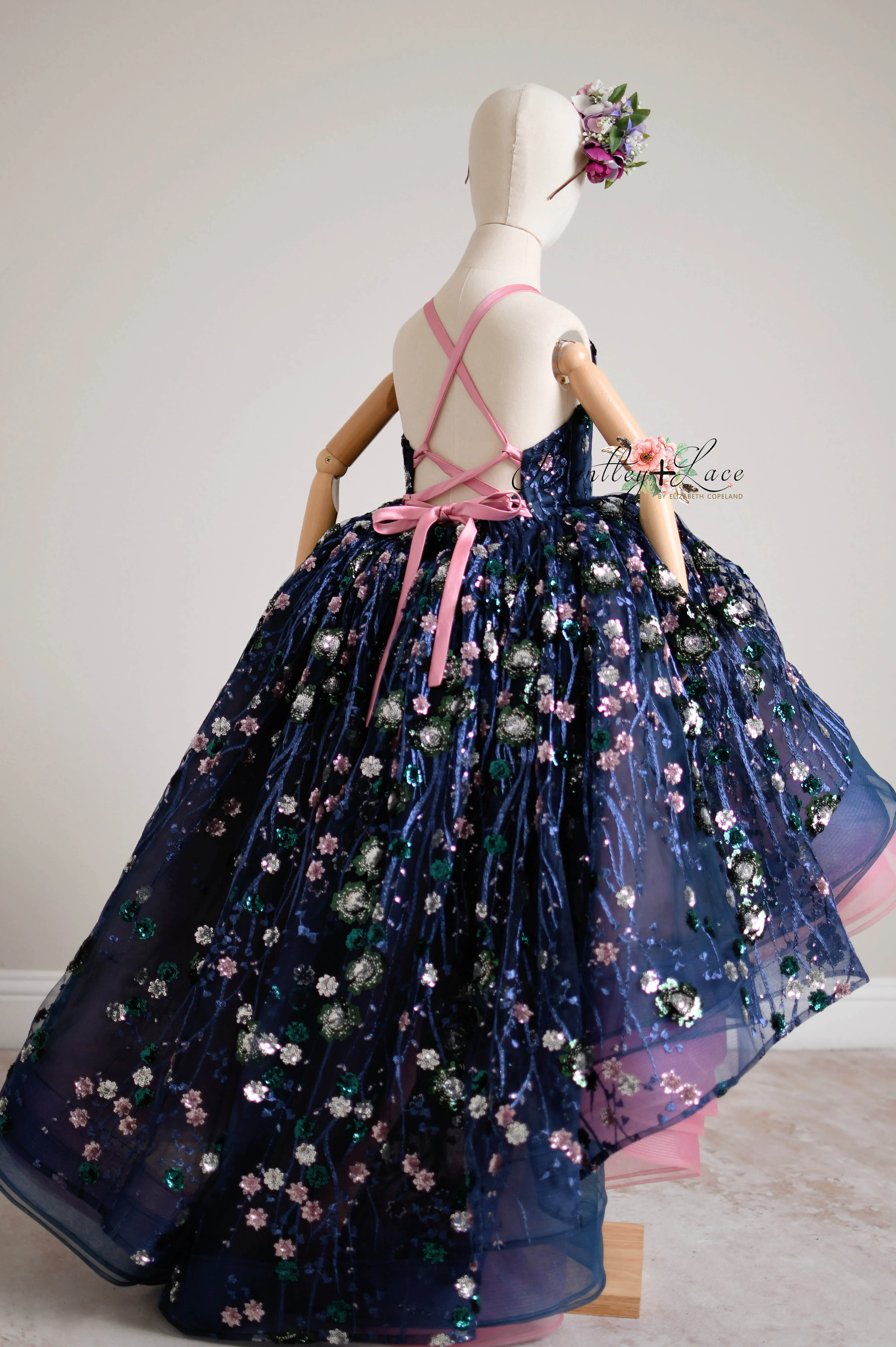 "Midnight Garden" - High Low Length Dress   cape ( 7 Year - Petite 9 Year)